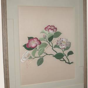 Tableau en broderie japonaise "Camellias"